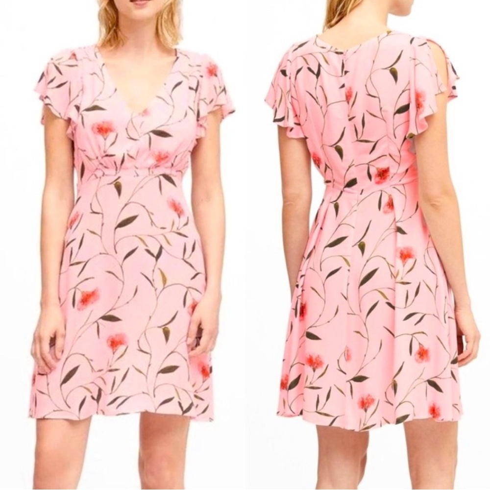Banana republic split sleeve floral midi dress EUC